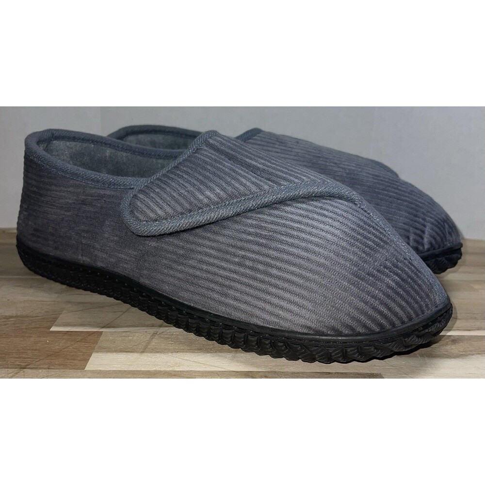 Git Up Diabetic Slippers Gray Adjustable Memory Foam Rubber Bottom Men’s Size 14